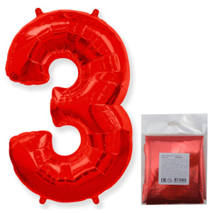 картинка FM 40 Цифра "3" красный в упаковке от магазина Шар-Хан