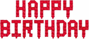 FL Набор шаров-букв (16''/41 см) , Надпись "Happy Birthday", Пиксели, Красный