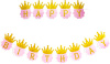 Гирлянда-буквы, Happy Birthday, Золотые короны, Розовый, 180 см