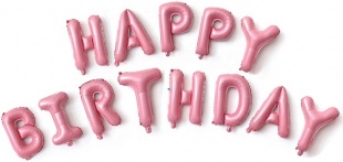 FL Набор шаров-букв (16''/41 см) , Надпись "Happy Birthday", Розовый