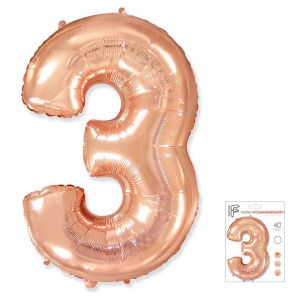 картинка FM 40 Цифра "3" розовое золото в упаковке от магазина Шар-Хан
