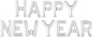 FL Набор шаров-букв (16''/41 см) , Надпись "Happy New Year", Серебро