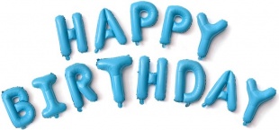 FL Набор шаров-букв (16''/41 см) , Надпись "Happy Birthday", Голубой