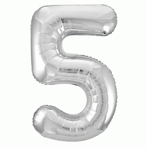 картинка Ag 40 Цифра "5" Серебро Slim в упаковке от магазина Шар-Хан