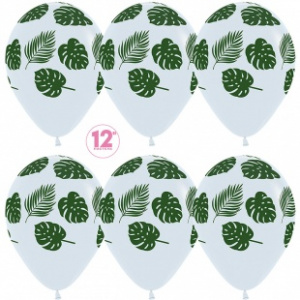 картинка S 12 Зеленые листья, Белый (005), пастель, 5 ст, 50 шт. от магазина Шар-Хан