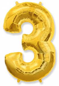 картинка FM 14 Цифра "3" золото от магазина Шар-Хан