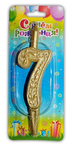 картинка Свеча тортовая цифра 7 "Золото" от магазина Шар-Хан