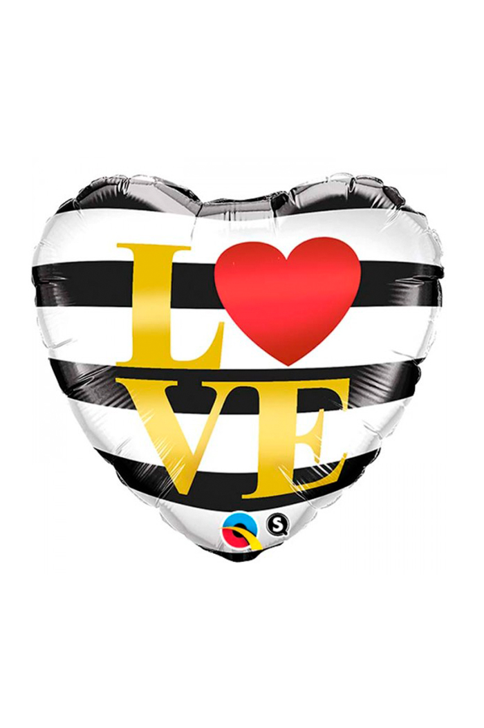Q 18 Сердце LOVE Полоски черно-белые в упаковке