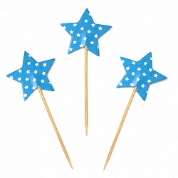 картинка Пики для канапе Звезды, Голубые, 12шт от магазина Шар-Хан
