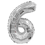 FL 14 Цифра "6" серебро в упаковке