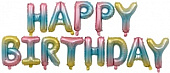 FL Набор шаров-букв (16''/41 см) , Надпись "Happy Birthday", Нежная радуга, Градиент